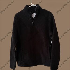 Old Navy Black Sherpa Quarter-Zip Pullover